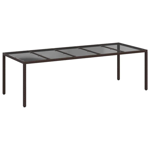 vidaXL Garden Table Brown 98.43 x 39.37 x 29.53 in Poly Rattan, Garden and Terrace, Modern Outdoor Furniture, Poly Rattan Surface, Spacious Dining Table, Functional Design for Gatherings