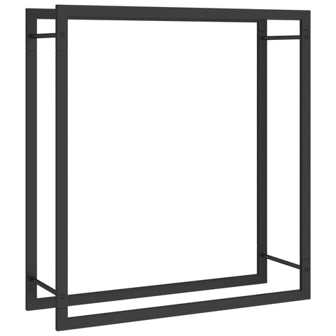vidaXL Durable Steel Firewood Rack in Matte Black - Ample Storage, Enhanced Airflow, Ideal for Fireplaces and Log Burners