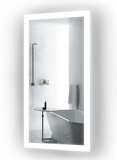 Krugg Bijou 1530 Bijou 15" x 30" LED Bathroom Mirror w/Dimmer & Defogger | Small Lighted Vanity Mirror