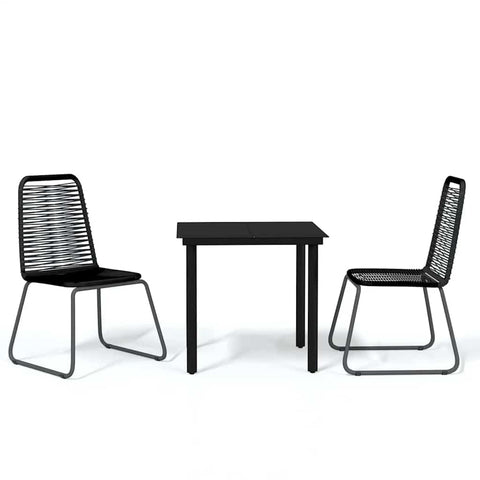 vidaXL Patio Dining Set 3 Piece, Outdoor Dining Set for 2, Table and Chair for Garden Backyard Balcony, Dining Chair Patio Table, Black