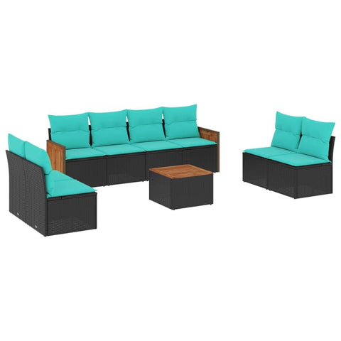 vidaXL Patio Sofa Set with Cushions 9 Piece, Outdoor Conversation Set with Storage, Patio Furniture Set, Modern Style, Black Poly Rattan