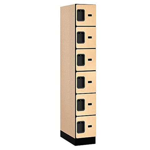 Salsbury Industries 6-Tier Box Style Designer Wood Locker with One Wide Storage Unit, 6-Feet High by 21-Inch Deep, Maple