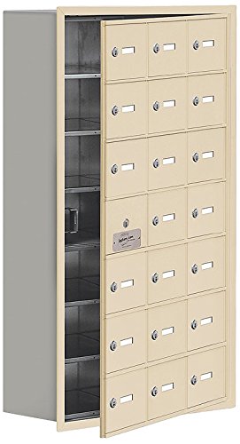 Salsbury Industries 19178-21SRK Cell Phone-Access Panel-7 Unit Recessed Mounted-Keyed Locks with 8-Inch Diameter Compartments, Sandstone