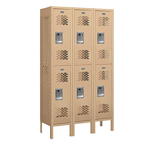 Salsbury Industries 72352TN-A 12" Double Tier Vented, 3 Wide x 5 Feet High x 12 Inches Deep, Assembled Metal Locker, Tan