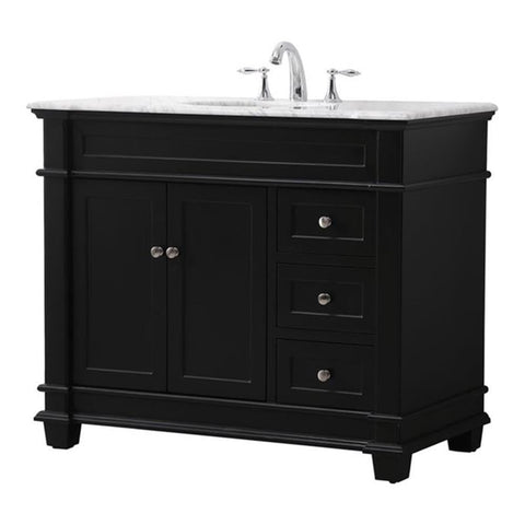Elegant Decor Wesley 42" Solid Wood Steel Single Bathroom Vanity Set in Black