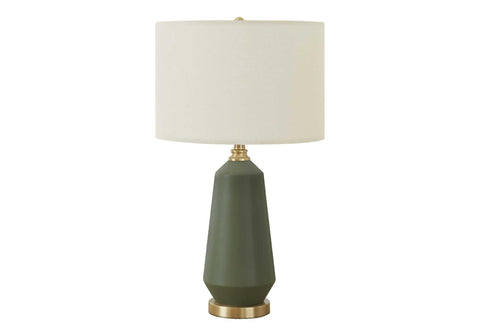 Monarch Specialties I 9624 LightingTable Lamp, Green Ceramic, Ivory/Cream Shade, Contemporary