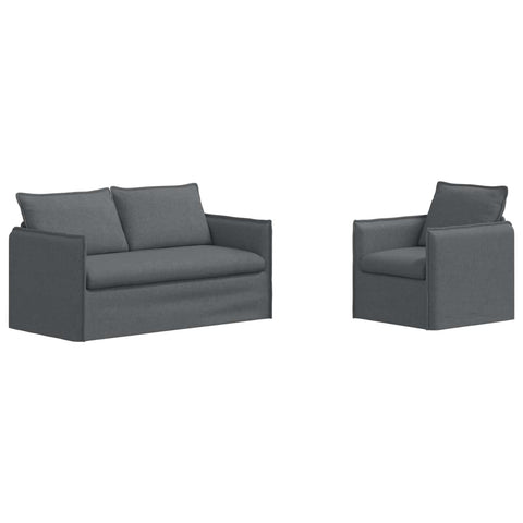 vidaXL Sofa 2 pcs Dark Grey, Trendy Modular Sofa Set, Chic Couch for Living Room, Comfy Design, Tough Indoor Seating Solution