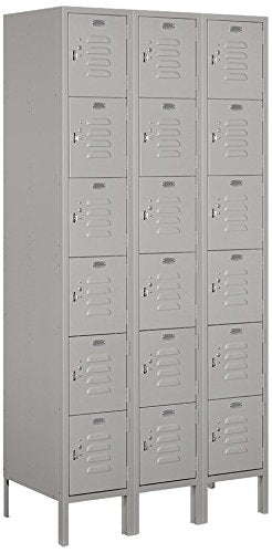 Salsbury Industries 66368GY-U Six Tier Box Style 36-Inch Wide 6-Feet High 18-Inch Deep Unassembled Standard Metal Locker, Gray