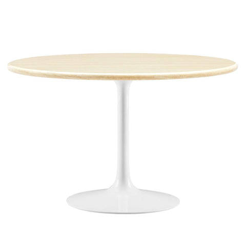 Lippa 48 Inch Round Artificial Travertine Dining Table