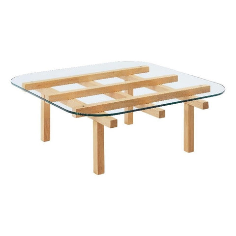 Modway Isby 35 Inch Tempered Glass Top Coffee Table in Oak– Mid Century Modern Vintage Inspired Square Wood Center Table for Living Room