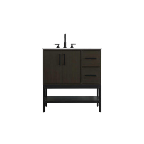 ELEGANT Kitchen and Bath 32 inch Single Bathroom Vanity in Mocha Brown
