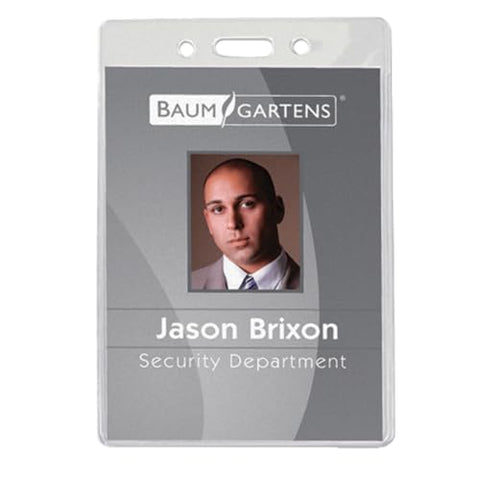 Baumgartens® ID Badge Holder, 4" x 3 5/8", Clear, Pack of 50
