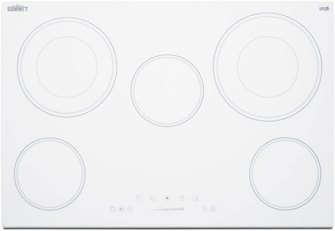 Summit 30" 5 Burner Electric Cooktop. 208-240 Volt Radiant Cooktop, ADA Compliant, White- CR5B30T8W