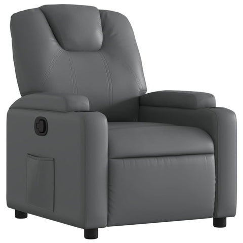 vidaXL Modern Grey Faux Leather Adjustable Recliner Chair with Cup Holders Stain Resistant Stylish Design for Living Room Bedroom Home Theater Comfort and Convenience Reclining Armchair Elderly Tv
