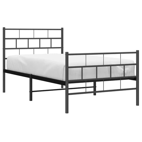 vidaXL 12-Inch Black Metal Twin XL Bed Frame with Headboard & Footboard, Heavy-Duty Slats Support with Under-Bed Storage for Modern Bedroom, No Box Spring Needed & Easy Assembly, No Mattress