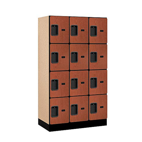 Salsbury Industries Four Tier Designer Wood Locker, Cherry, 5' 3" x 18"