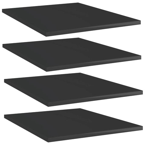 vidaXL High Gloss Black Shelf Boards, 15.7"x19.7"x0.6", Set of 4, Easy-to-Clean, Space-Saver, Ideal for Compact Areas