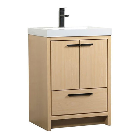 Elegant Decor Wyatt 24" Aluminum Alloy and MDF Single Bathroom Vanity in Maple