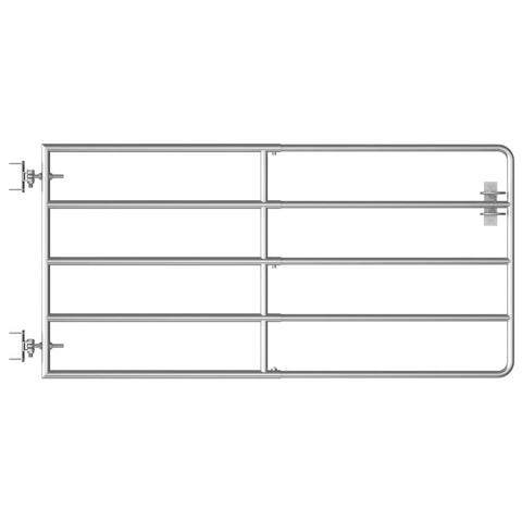 vidaXL Galvanized Steel Field Gate - Secure Livestock Enclosure with Five-Bar Pattern, Adjustable Width (37.4"-66.9"), Self-Locking Gate Catch Included