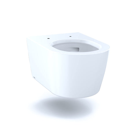 TOTO RP Wall-Hung Contemporary D-Shape Dual Flush 1.28 and 0.9 GPF Toilet with CEFIONTECT, Cotton White - CT447CFG#01