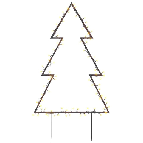 vidaXL Christmas Light Decoration with Spikes Tree, 80 Energy-Saving LEDs, 23.6" Warm White LED Tree Light, Modern Black Iron Outdoor/Indoor Decoration