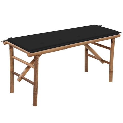 vidaXL Outdoor Bamboo Bench with Waterproof Polyester Cushion, Foldable & Portable Patio Furniture, Classic Farmhouse Style, Easy to Clean, 46.4"