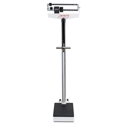 Detecto 448 Balance Beam Doctor/Physician Scale w/ Height Rod, Wheels & Hand Post, 400 lbs, Made in the USA