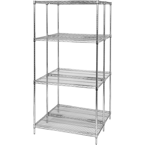 Quantum Storage Systems AD63-3072C Add-On Kit for 63" High 4-Tier Wire Shelving Unit, Chrome Finish, 30" Width x 72" Length x 63" Height