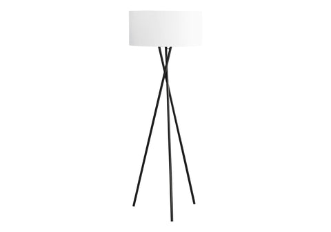 Monarch Specialties 9756, Black Cream Shade, Contemporary Lighting 62" H Tripod Floor Lamp Metal Ivory, 22" L x 22" W x 62.25" H