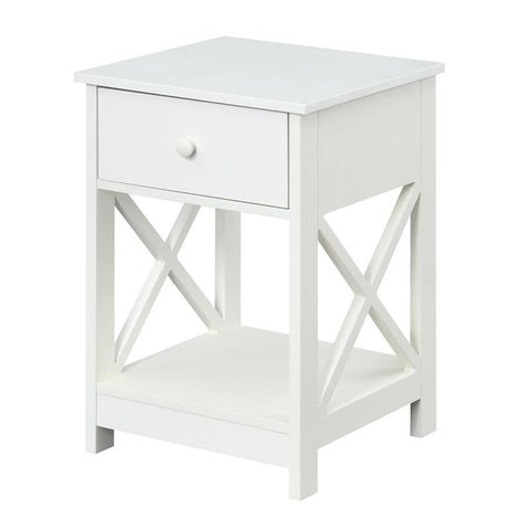 Convenience Concepts Oxford 1-Drawer End Table with Shelf, White