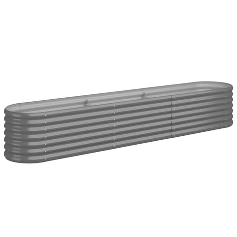 vidaXL Patio Raised Bed - Gray, Powder-Coated Steel, Oval Shape for Outdoor Garden and Balcony, DIY Assembly, Dimensions: 88.2"x15.7"x14.2"
