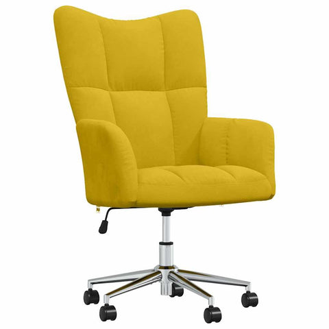 vidaXL Relaxing Chair in Chic and Elegant Mustard Yellow Velvet - Modern Style Office/Living Room/Lounge Seating with Adjustable Height and Castor Wheels
