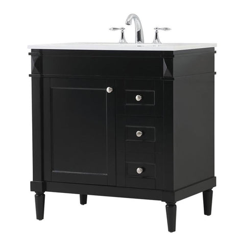 Elegant Decor Indoor Modern Under Sink Bathroom Fixtures Storage Organizer Cabinet 32 inch Single Bathroom Vanity - Black