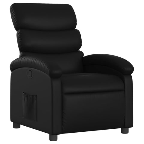 vidaXL Black Faux Leather Recliner Chair-Adjustable Manual Reclining Armchair for Living Room, Office, Lounge with Side Pocket