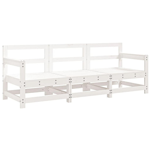 vidaXL Patio Lounge Set Furniture â€“ Solid Pine Wood, White, 3 Piece Conversation Set for Garden, Patio, or Terrace