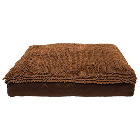 Dog Gone Smart Pet Products Dirty Dog Rectangle Bed, Brown, 40" x 28" Large, Super Comfy Anxiety Calm Pet Beds, Machine Washable Microfiber Soft and Comfy