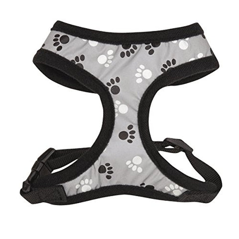 Casual Canine Reflective Pawprint Dog Harness, Medium, Black