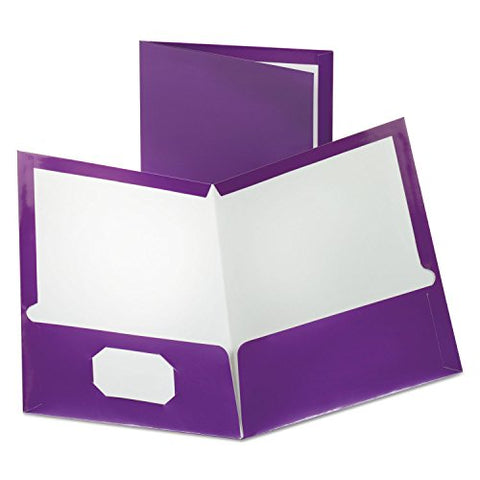 Oxford Metallic Two-Pocket Folders, Purple, Letter Size, 25 per box (5049526), 8-1/2 x 11 Inches