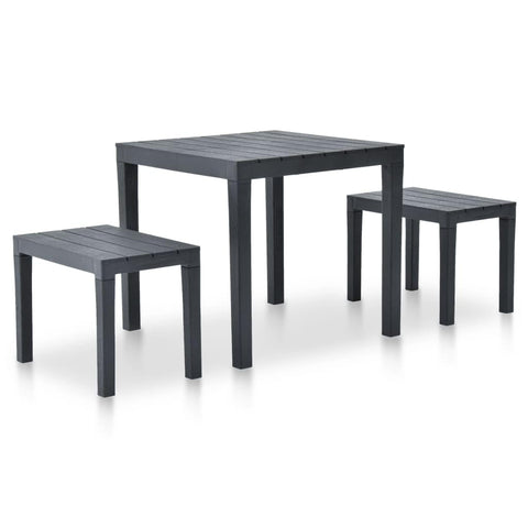 vidaXL Outdoor Furniture - Weather- Plastic Patio Table and 2 Benches, Anthracite