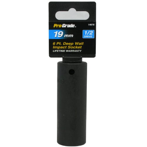 Pro-Grade 14676 1/2-Inch Drive with 6 Point Deep 19mm Impact Socket