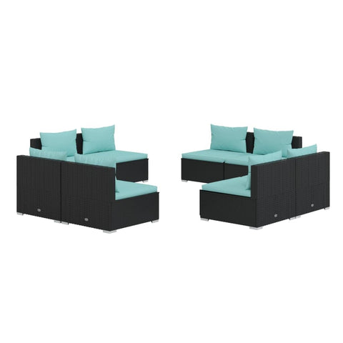 vidaXL Garden Lounge Set Black, Aqua