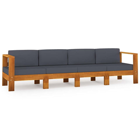 vidaXL 4-Seater Patio Sofa - Stylish Outdoor Lounge Set with Dark Gray Cushions - Sturdy and Durable Acacia Wood - Easy to Clean - Suitable for Garden, Patio, Balcony - Assembly Required