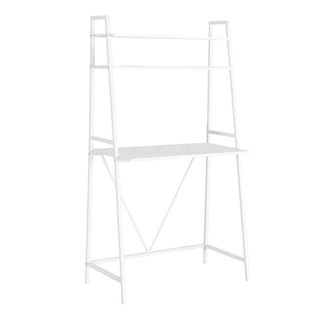Monarch Specialties Workstation-Ladder Style Computer Desk with Shelves-Metal, 32" L, White