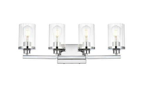 Living District Saanvi 4-Light Iron & Glass Bath Sconce in Chrome/Clear