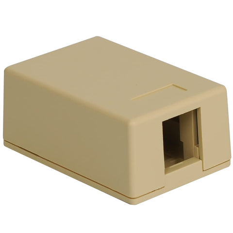 ICC 1-Port Surface Mount Box, Ivory, Works with Wide and Slim Profile Keystone Jacks (Sold Separately), Compact Outlet for Voice and Data Connections, UL Listed TAA Compliant, IC107SB1IV