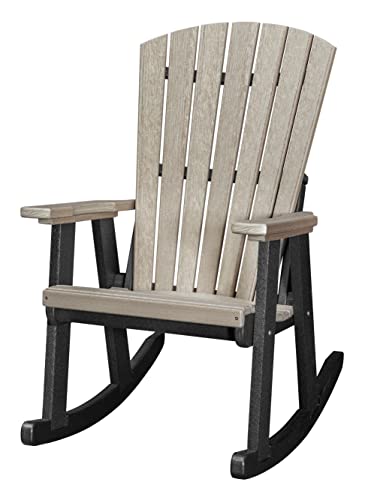 American Furniture Classics Model 515BZBK Fan Back Glider in Brazilian Walnut Woodgrain with a Black Base Made in the USA