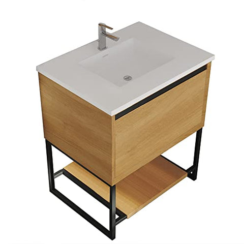 Laviva Alto 30 - California White Oak Cabinet Matte White Viva Stone Solid Surface Countertop