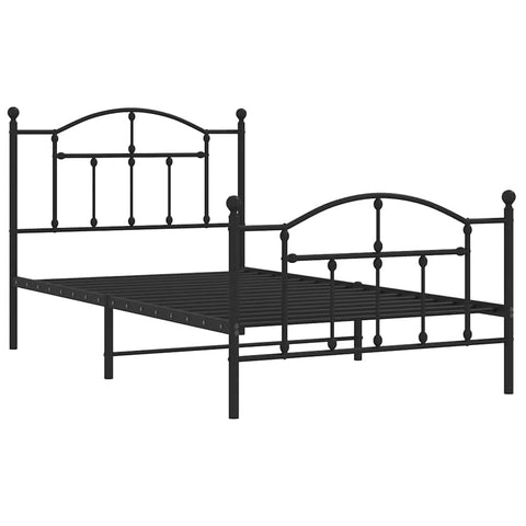vidaXL 12 Inch Twin Metal Bed Frame with Headboard & Footboard, No Box Spring Needed, Noise Free Platform Bed Frame with Steel Slats, Easy Assembly, Under Bed Storage, Minimalist, Black
