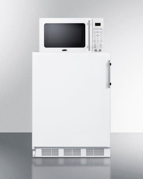 Summit Refrigerator-Freezer and Microwave Combination, Breakroom Appliances, With USB Ports and Allocator, White- MRF661WALHD (Left Hand Door Refrigerator)