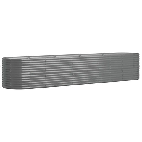 vidaXL Garden Raised Bed - Sturdy Powder-Coated Steel Frame - Outdoor-Friendly, and - Large 144.9"x31.5"x26.8" - Gray - Oval Shape